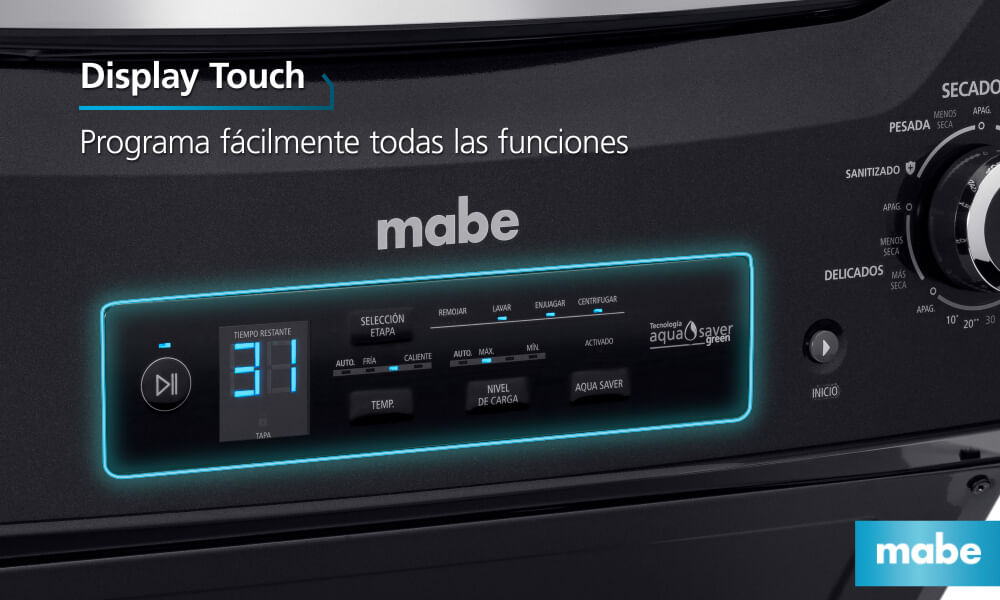 Con el nuevo display podrás realizar el seguimiento del proceso de lavado. más fácil de usar y al alcance de todos
